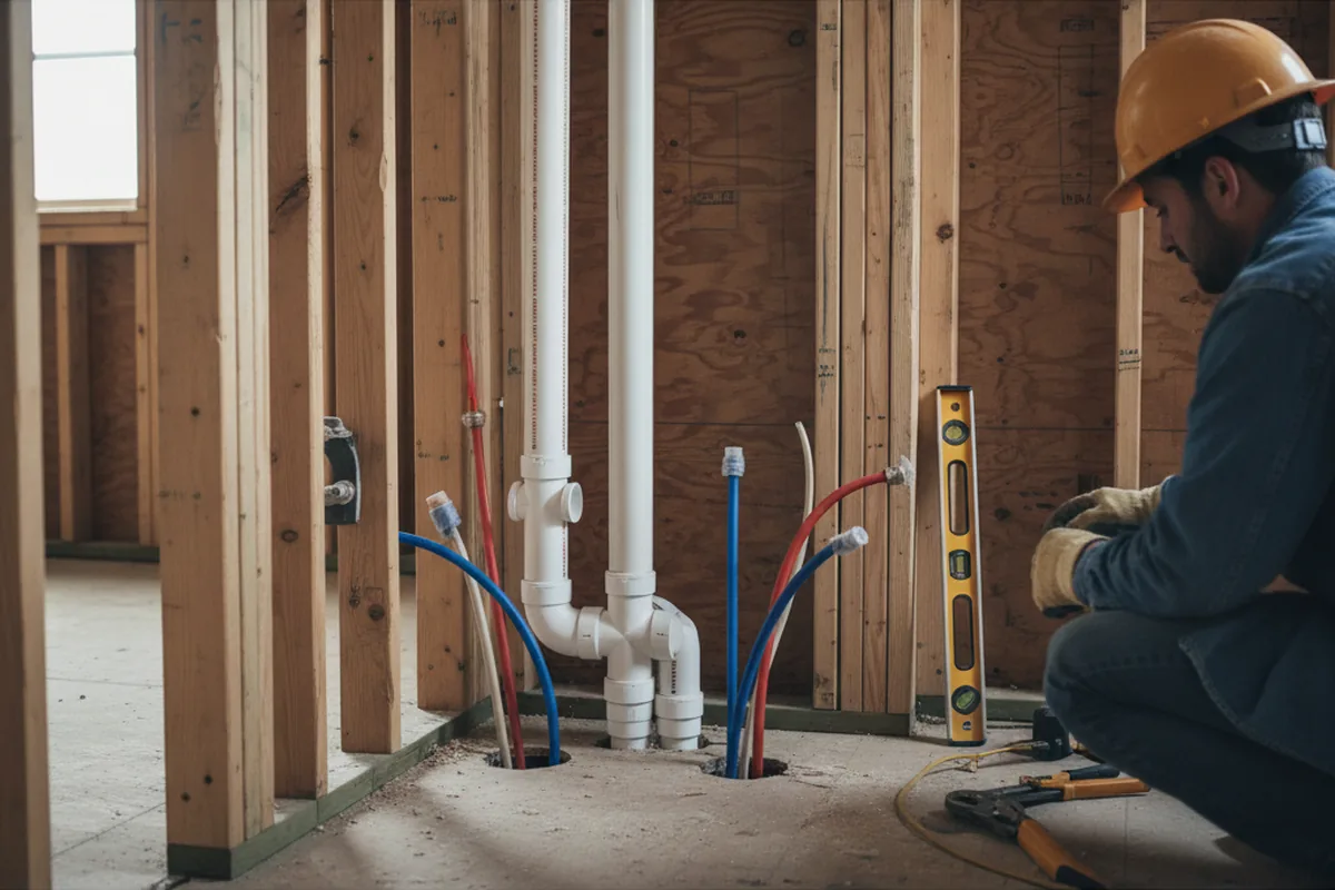 Drain and supply rough-in during Sump Pump Repair in Natchez