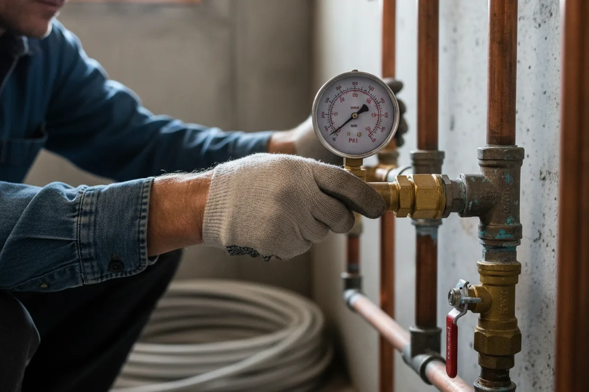 Pressure testing a repaired line during Water Line Repair in Natchez